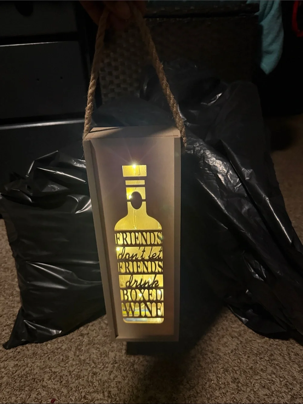 Cream Wooden Wall Sign - Friends Don't Let Friends Drink Boxed Wine